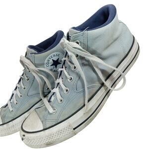 CONVERSE! CHUCK TAYLOR ALL STAR BLUE CHAMBRAY DENIM & WHITE SNEAKERS! SZ 11M